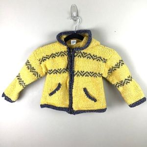 Knit Toddler Zip-Up Hooded Yellow Jacket